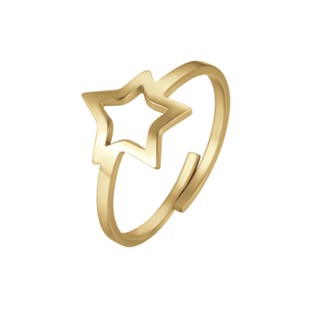 Anello in acciaio IP Gold con stella