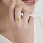 Anello in acciaio IP Gold con stella