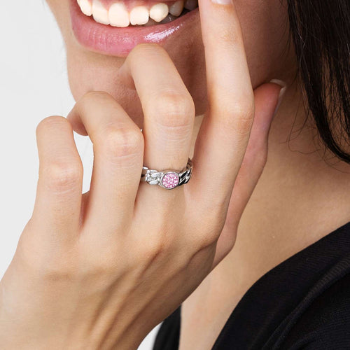 Anello cristalli rosa