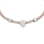 Bracciale in acciaio IP Rose con angelo con cristalli bianchi