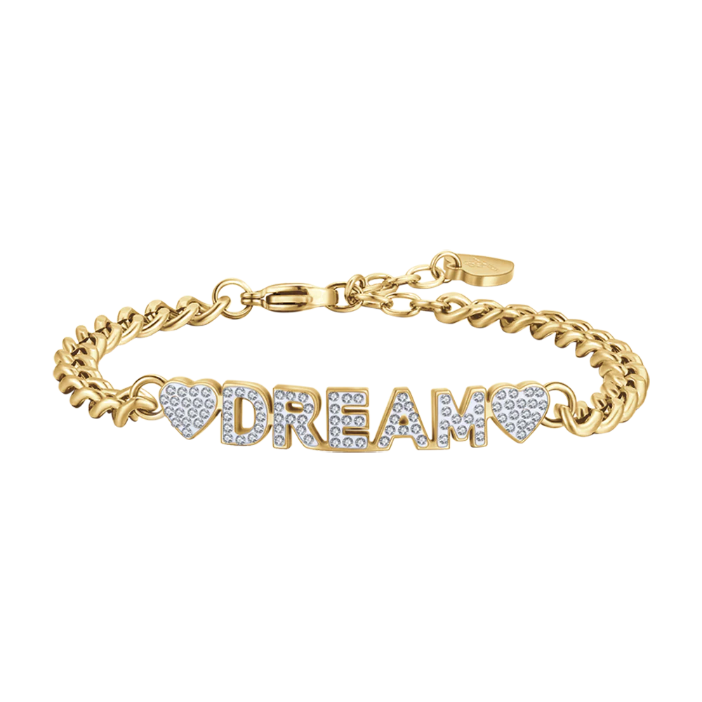 Bracciale in acciaio dorato dream con cristalli bianchi