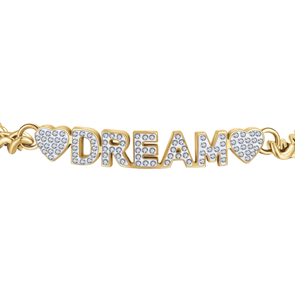 Bracciale in acciaio dorato dream con cristalli bianchi