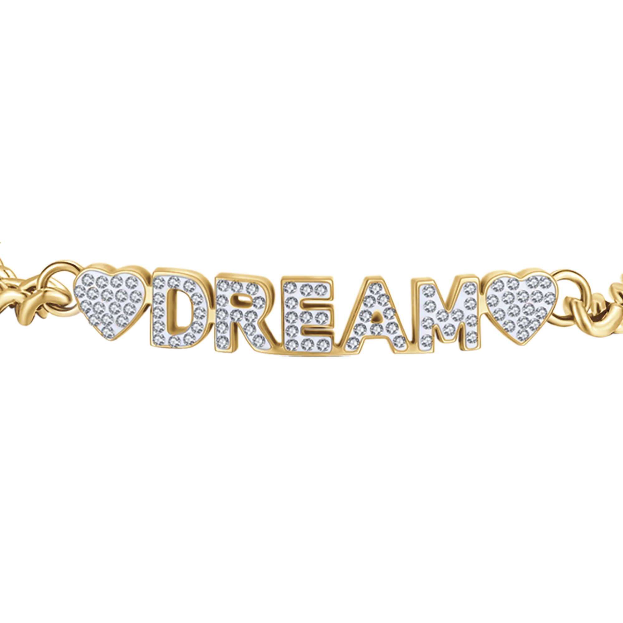 Bracciale in acciaio dorato dream con cristalli bianchi