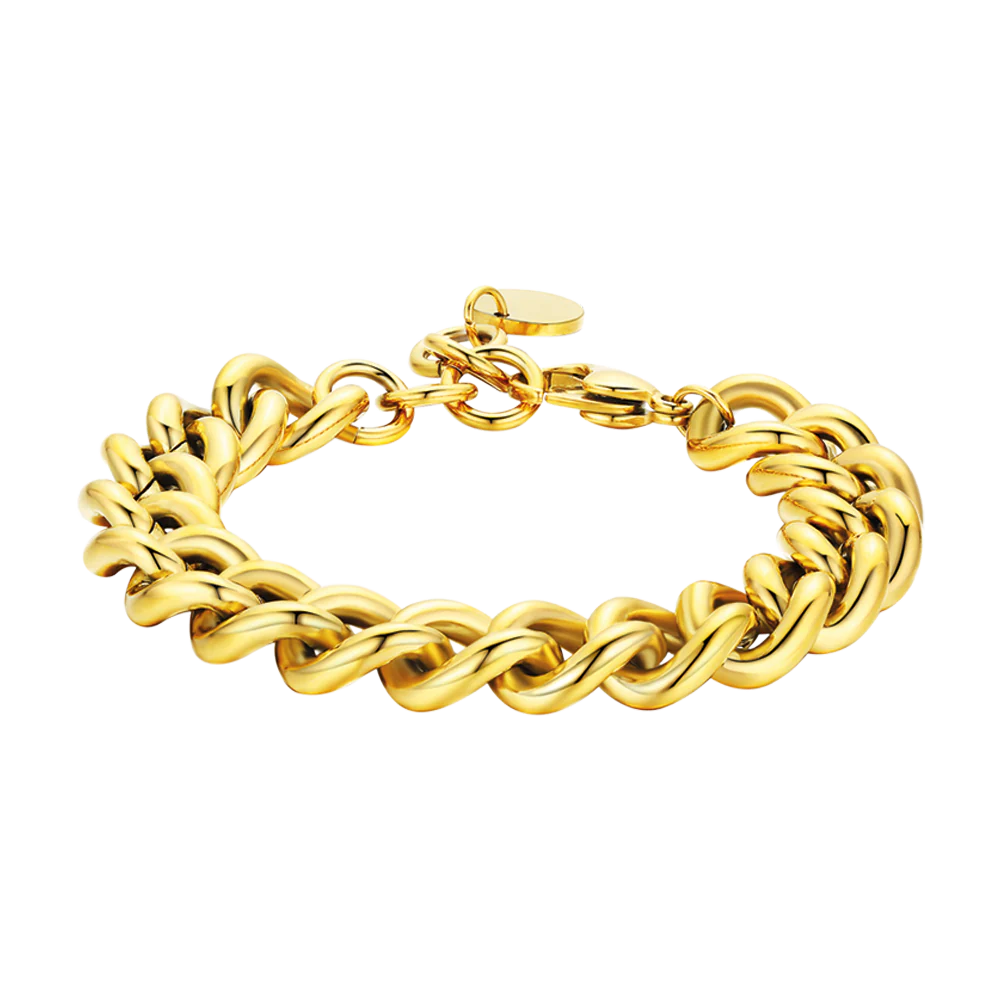 Bracciale donna in acciaio maglia catena intrecciata