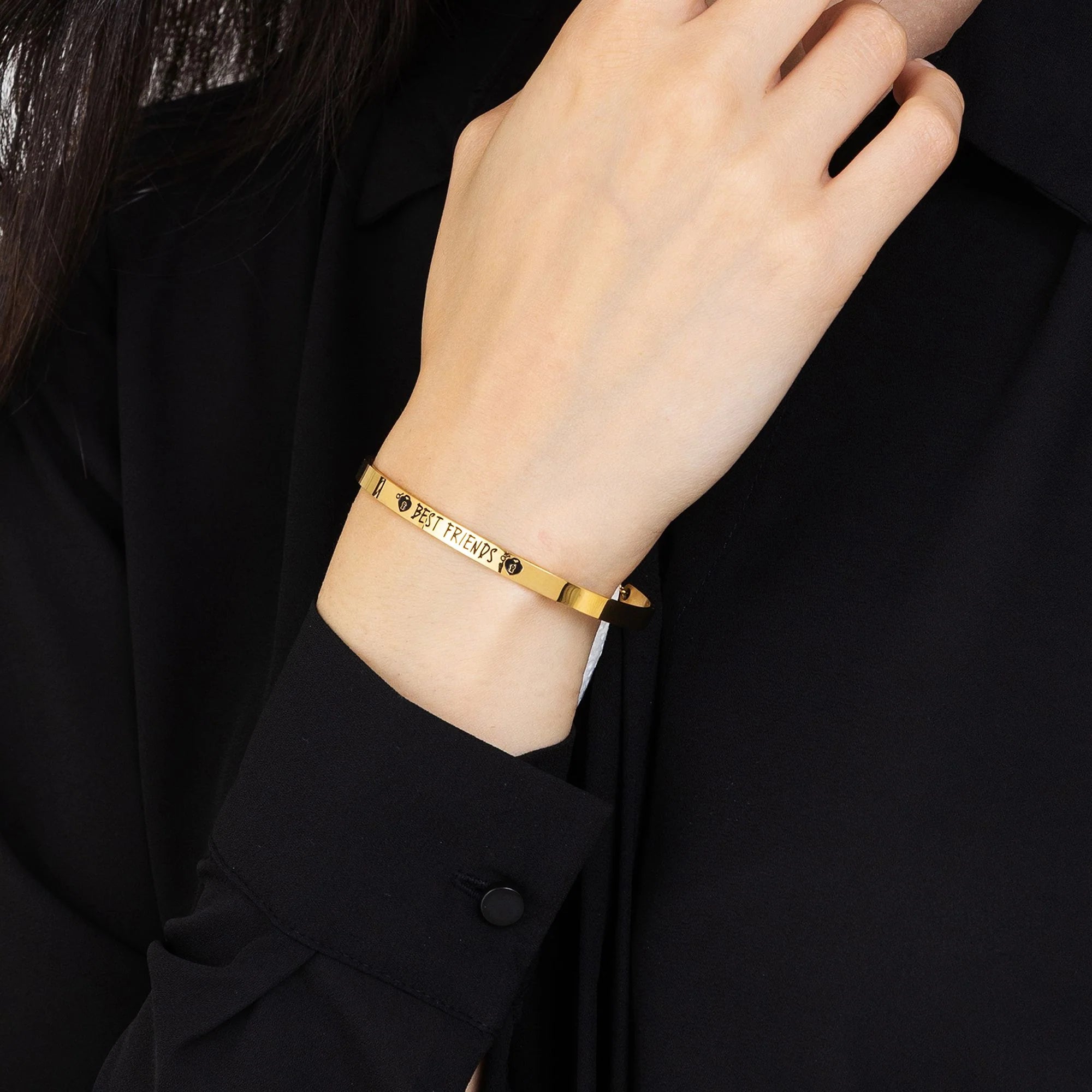 Bracciale donna in acciaio dorato best friends