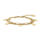 Bracciale in acciaio dorato con cuori e stelle