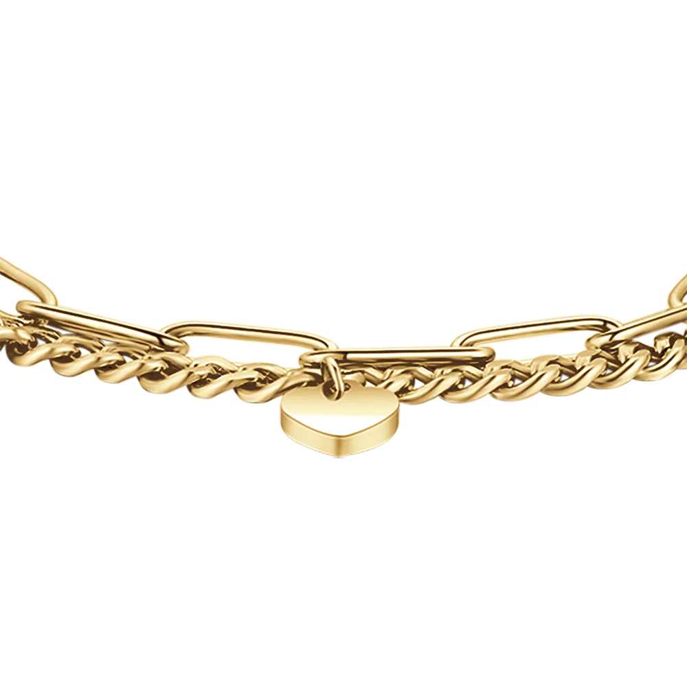 Bracciale in acciaio dorato con cuori e stelle