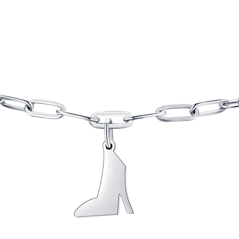 Bracciale in acciaio con cuore, scarpa e stella