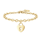Bracciale in acciaio dorato con cuore e lucchetto