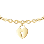 Bracciale in acciaio dorato con cuore e lucchetto