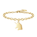 Bracciale in acciaio dorato con unicorno