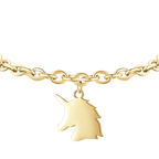 Bracciale in acciaio dorato con unicorno
