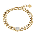 Bracciale in acciaio dorato con elemento e cristalli bianchi