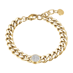 Bracciale in acciaio dorato con elemento e cristalli bianchi