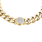 Bracciale in acciaio dorato con elemento e cristalli bianchi