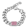 Bracciale in acciaio con cristalli fucsia