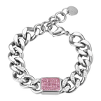 Bracciale in acciaio con cristalli fucsia