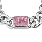 Bracciale in acciaio con cristalli fucsia