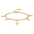Bracciale in acciaio IP Gold con stelle e cristalli bianchi