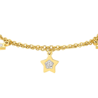 Bracciale in acciaio IP Gold con stelle e cristalli bianchi