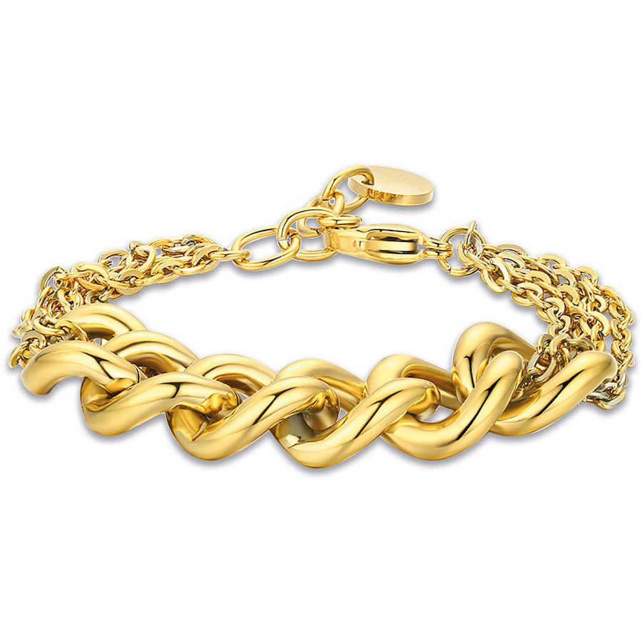 Bracciale in acciaio dorato metà catena