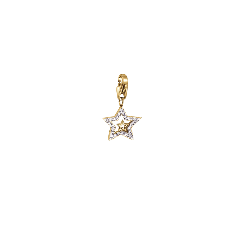 Charm Stella con cristalli bianchi e moschettone