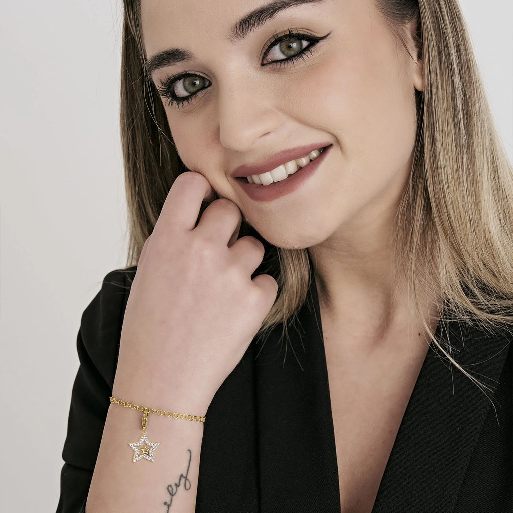 Charm Stella con cristalli bianchi e moschettone