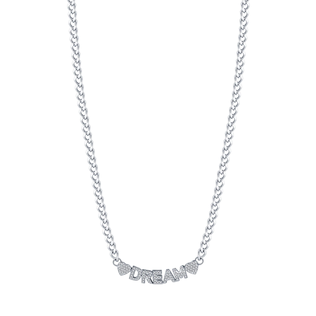 Collana donna in acciaio dream con cristalli bianchi