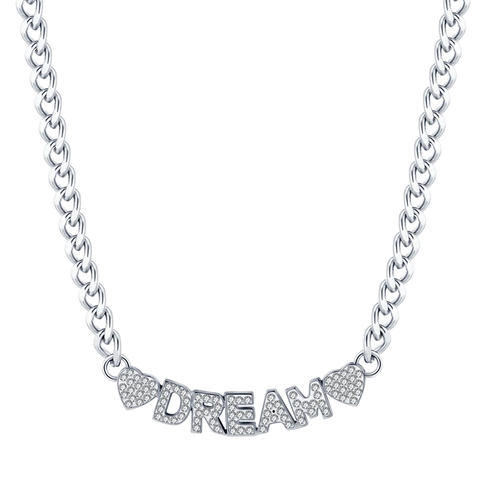 Collana donna in acciaio dream con cristalli bianchi