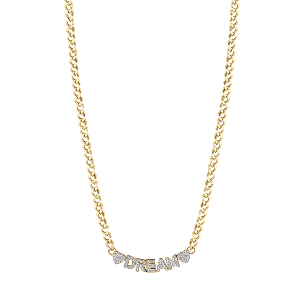 Collana acciaio dorato dream con cristalli bianchi