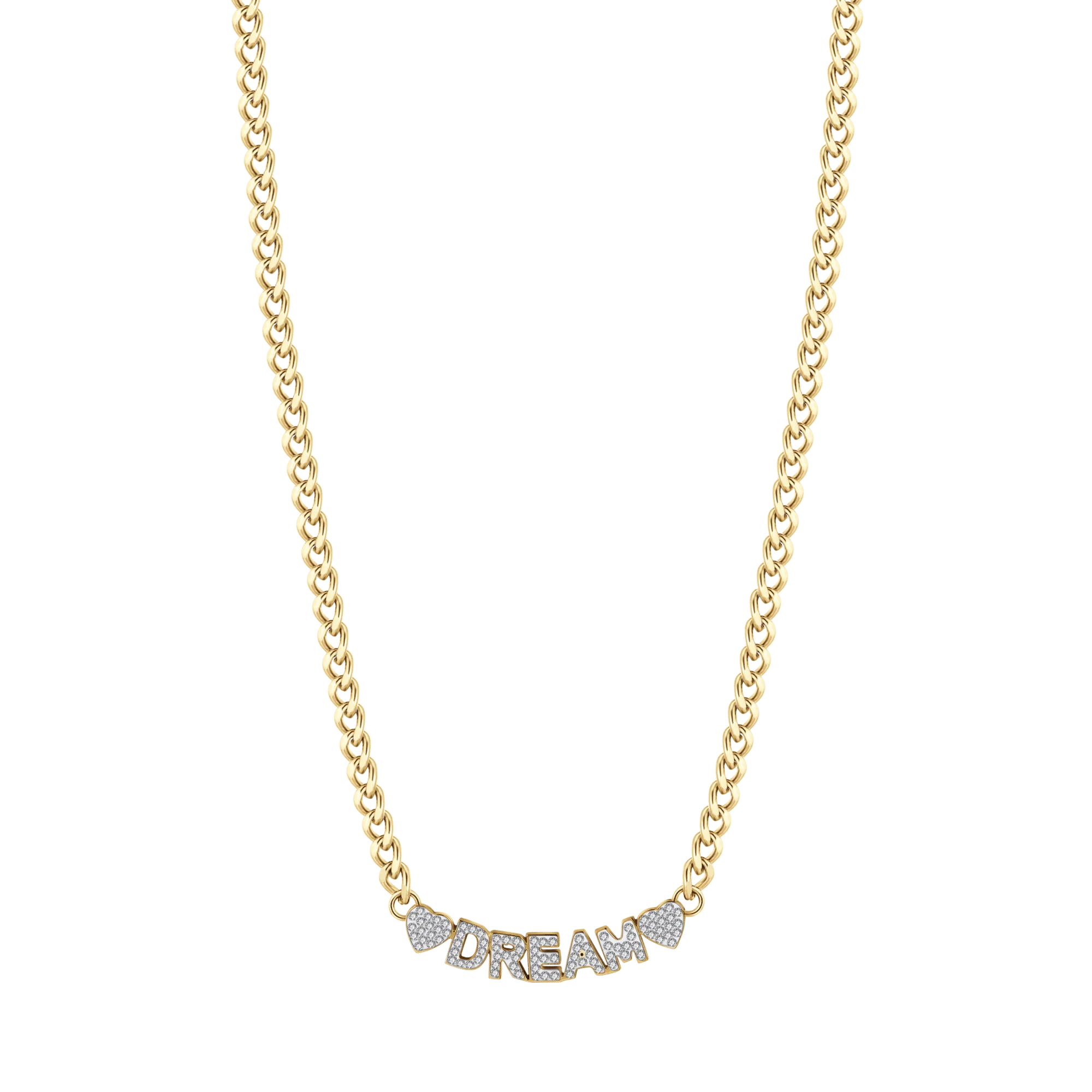 Collana acciaio dorato dream con cristalli bianchi