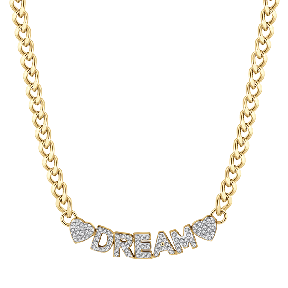 Collana acciaio dorato dream con cristalli bianchi