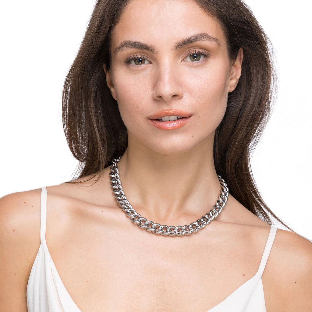 Collana donna in acciaio con maglia catena