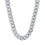 Collana in acciaio con maglia catena e cristalli bianchi