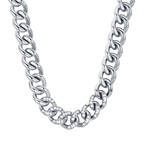 Collana in acciaio con maglia catena e cristalli bianchi