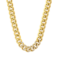 Collana donna in acciaio con maglia catena e cristalli bianchi