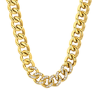 Collana donna in acciaio con maglia catena e cristalli bianchi