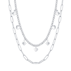 Collana donna in acciaio multifilo con stelle e cuori