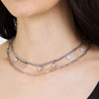 Collana donna in acciaio multifilo con stelle e cuori