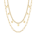 Collana in acciaio Gold multifilo con stelle e cuori