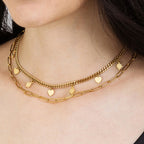 Collana in acciaio Gold multifilo con stelle e cuori