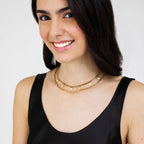 Collana in acciaio Gold multifilo con stelle e cuori