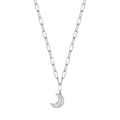 Collana in acciaio con luna e cristalli bianchi