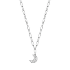 Collana in acciaio con luna e cristalli bianchi