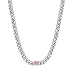 Collana in acciaio con cristalli fucsia