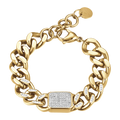Bracciale donna in acciaio dorato e cristalli bianchi