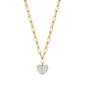 Collana in acciaio dorato con cuore e strass