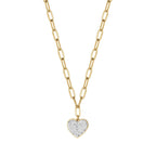 Collana in acciaio dorato con cuore e strass
