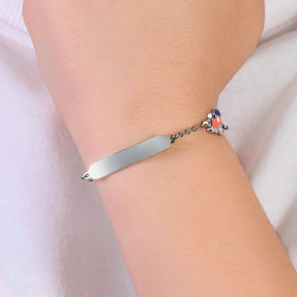 Bracciale bambino in acciaio con treno