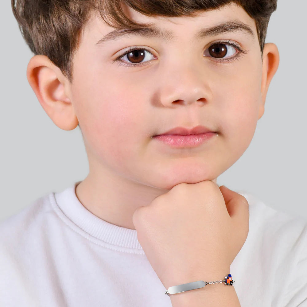 Bracciale bambino in acciaio con treno